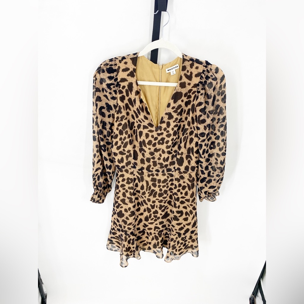Whistles Brushed Cheetah Flippy Dress Sz 8 - Picture 6 of 9